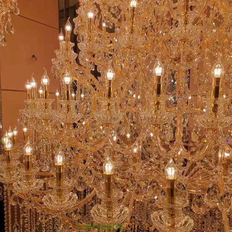 Lustre de cristal de luxo decoração luz de teto com 96 luzes