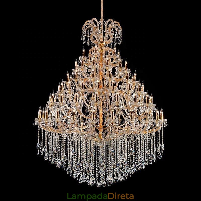 Lustre de cristal de luxo decoração luz de teto com 96 luzes