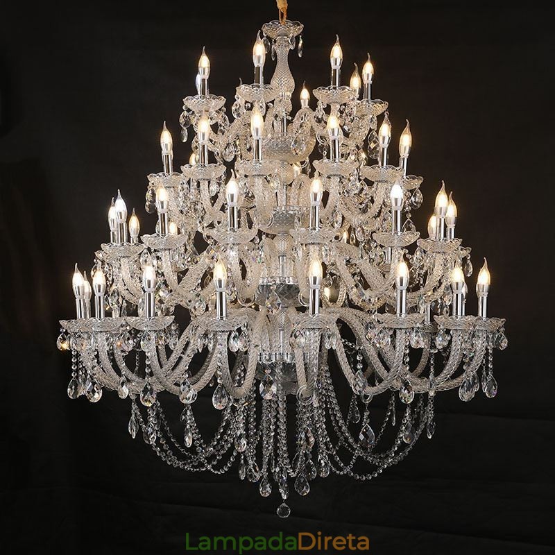 Lustre de cristal europeu, luminária de teto com 53 luzes