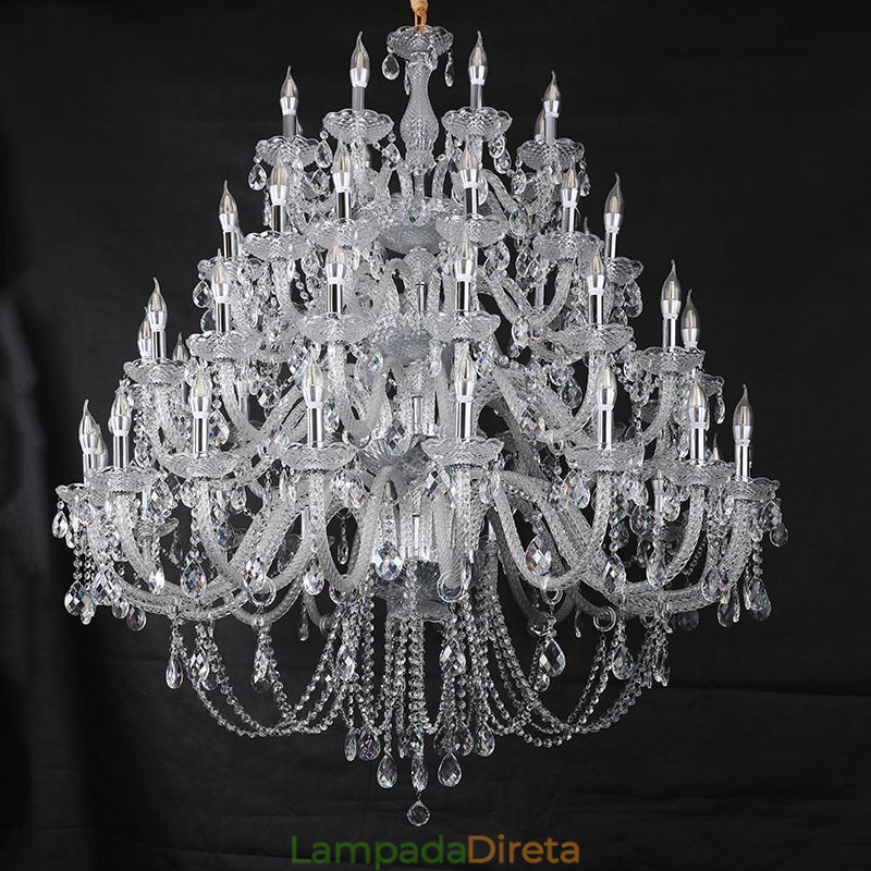 Lustre de cristal europeu, luminária de teto com 53 luzes