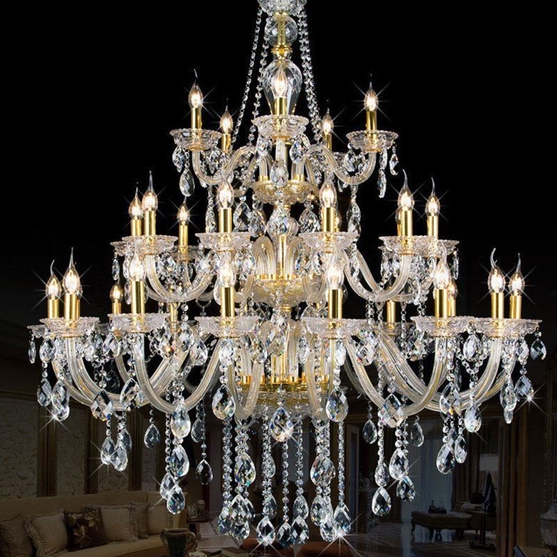Lustre de cristal de luxo decoração luz de teto com 32 luzes
