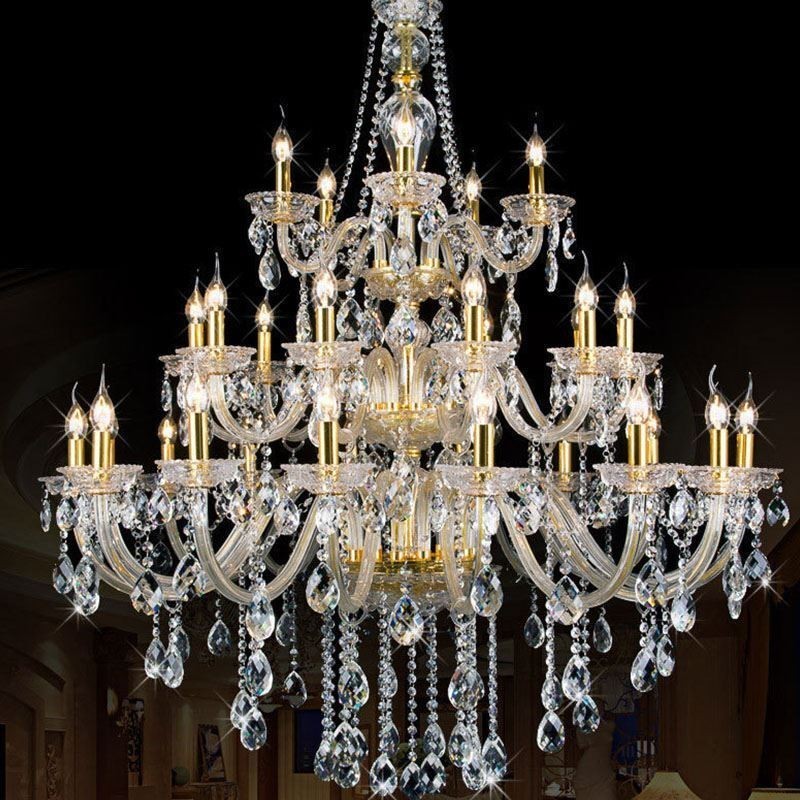 Lustre de cristal de luxo decoração luz de teto com 32 luzes