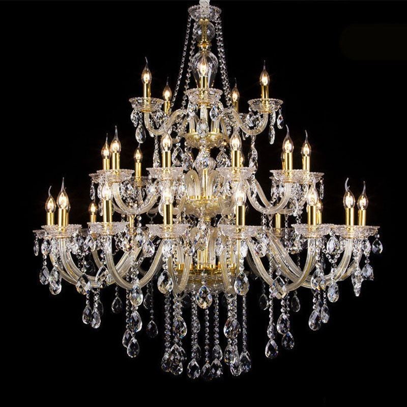 Lustre de cristal de luxo decoração luz de teto com 32 luzes