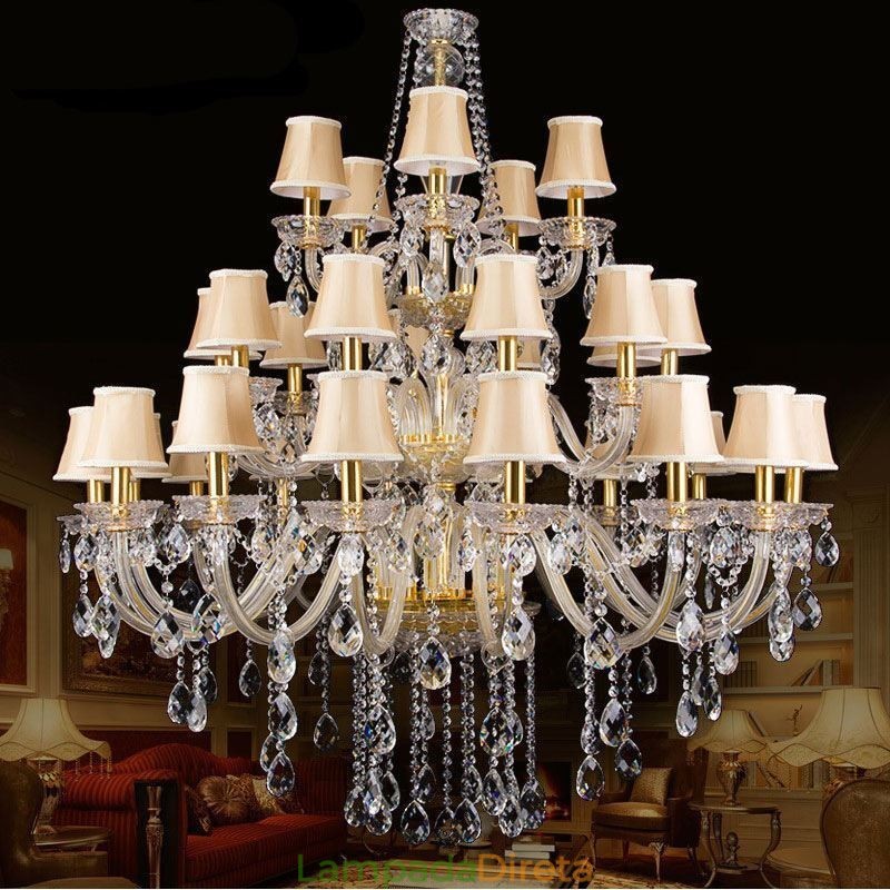 Lustre de cristal europeu com 32 luzes de teto