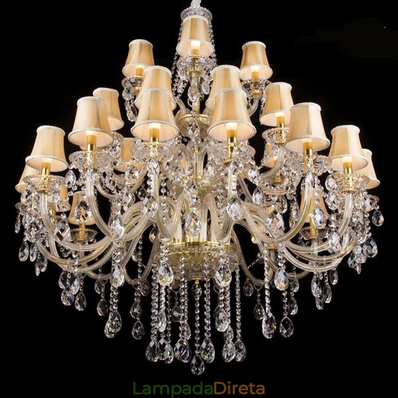Lustre de cristal europeu com 32 luzes de teto