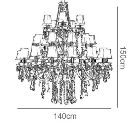 Lustre de cristal europeu com 32 luzes de teto