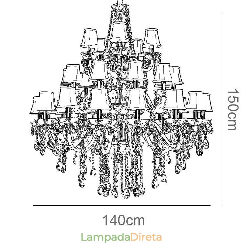 Lustre de cristal europeu com 32 luzes de teto