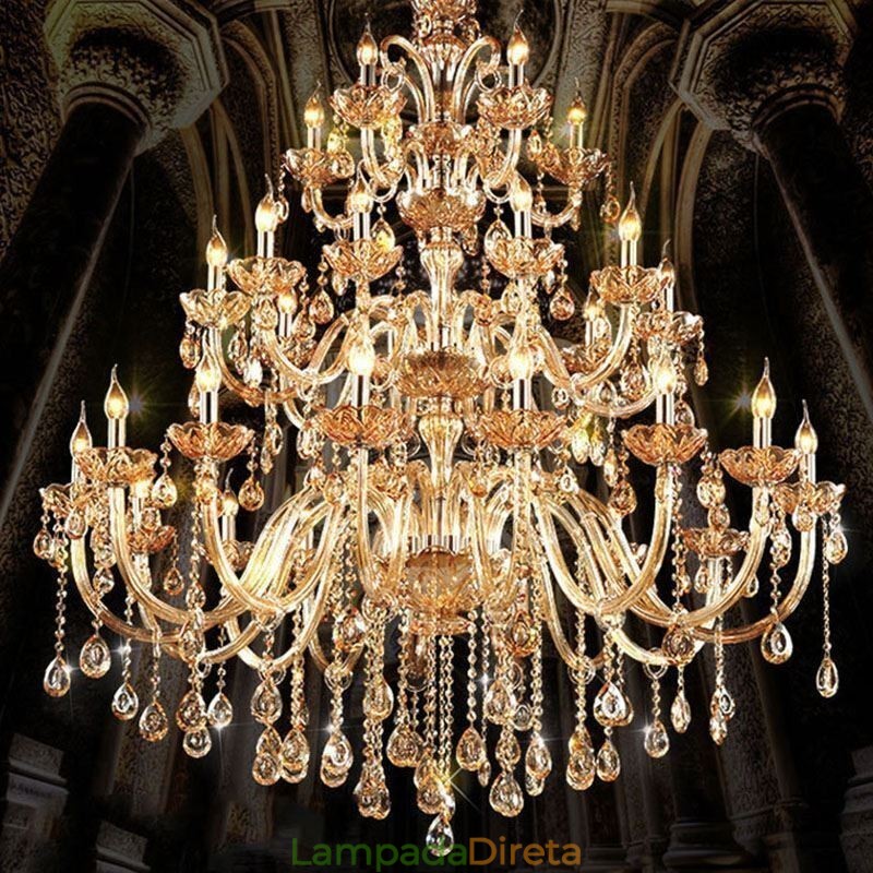 Lustre de cristal europeu, luz de teto de luxo com 30 luzes