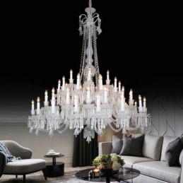 Lustre de cristal europeu, luminária de teto com 48 luzes