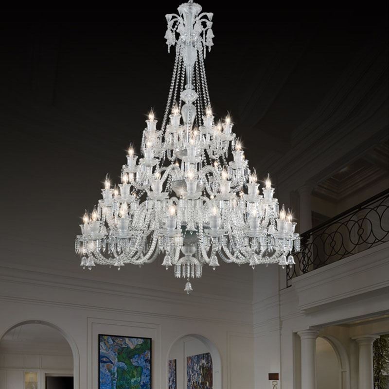 Lustre de cristal europeu, luminária de teto com 48 luzes