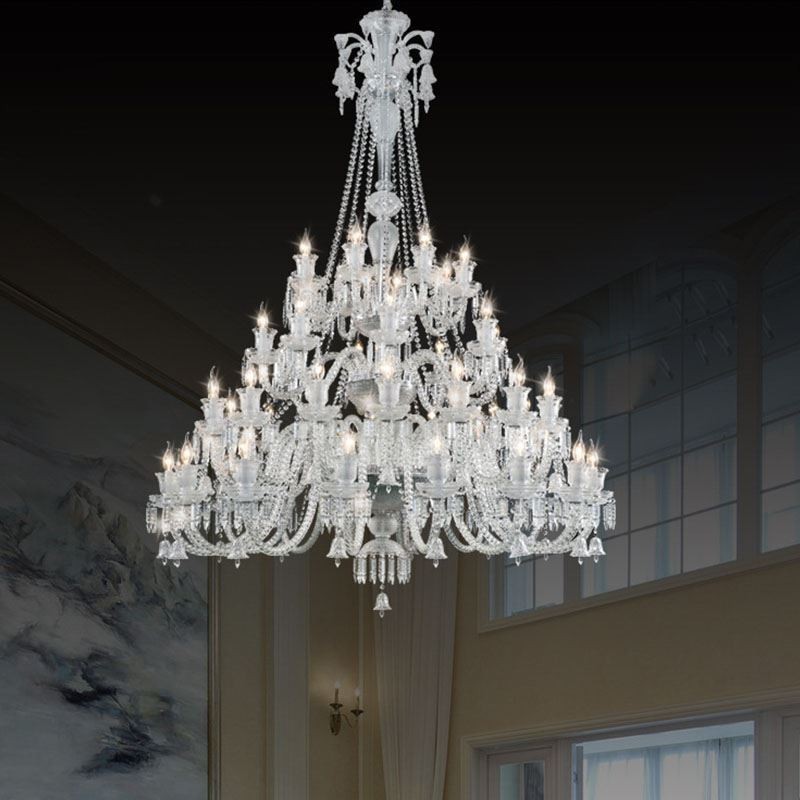 Lustre de cristal europeu, luminária de teto com 48 luzes