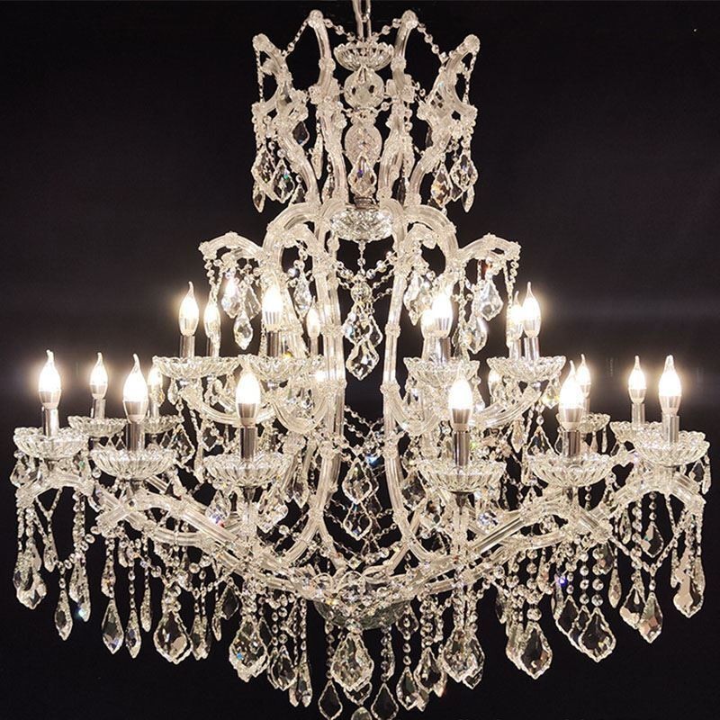 Lustre de cristal europeu decoração luz de teto com 24 luzes