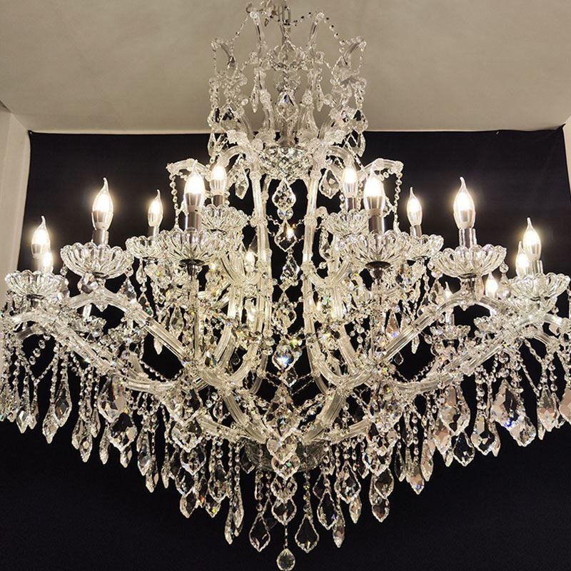 Lustre de cristal europeu decoração luz de teto com 24 luzes