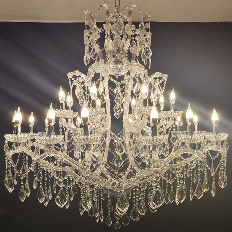 Lustre de cristal europeu decoração luz de teto com 24 luzes