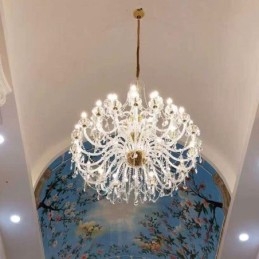 Lustre de cristal europeu com 32 luzes, decoração de luxo, luz de teto