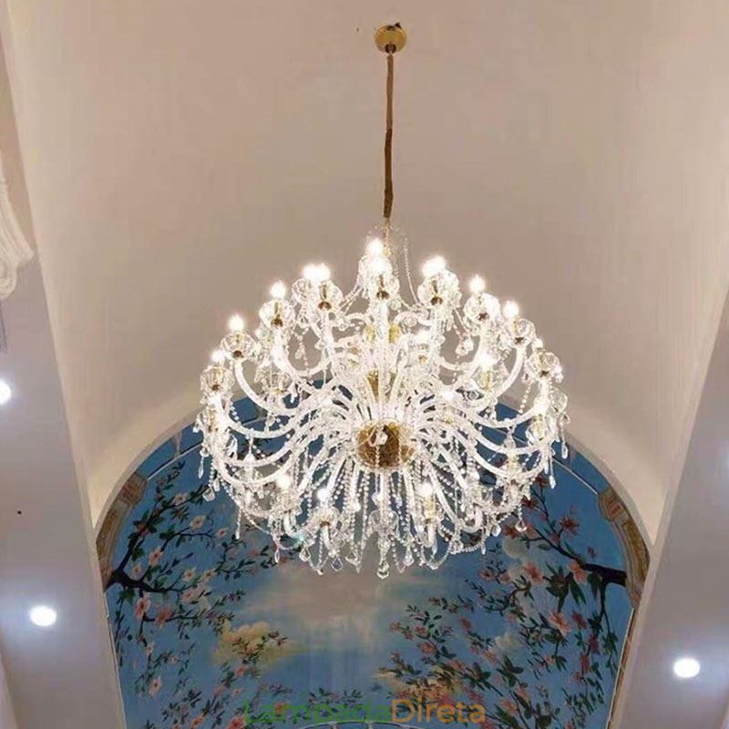 Lustre de cristal europeu com 32 luzes, decoração de luxo, luz de teto