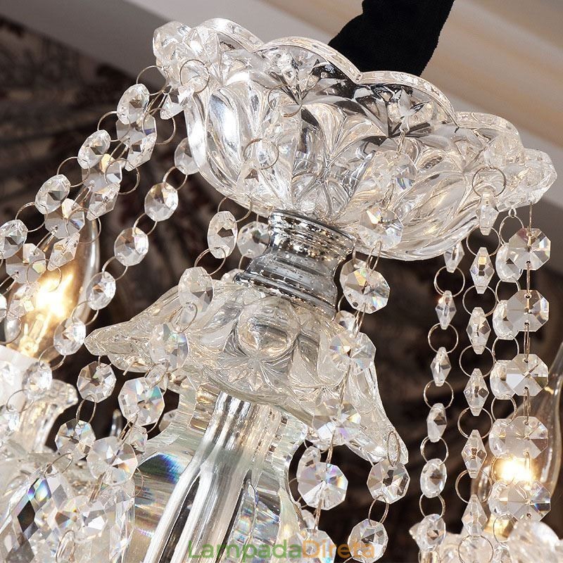 Lustre de cristal europeu com 32 luzes, decoração de luxo, luz de teto