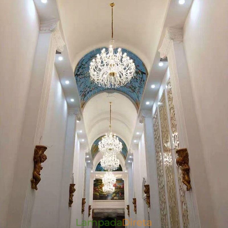 Lustre de cristal europeu com 32 luzes, decoração de luxo, luz de teto