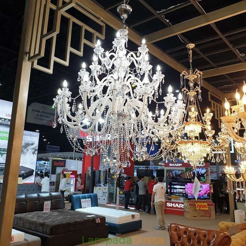 Lustre de cristal europeu com 32 luzes, decoração de luxo, luz de teto