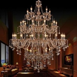 Lustre de cristal conhaque com 35 luzes