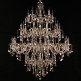 Lustre de cristal conhaque com 35 luzes