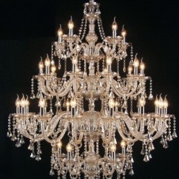 Lustre de cristal conhaque com 35 luzes