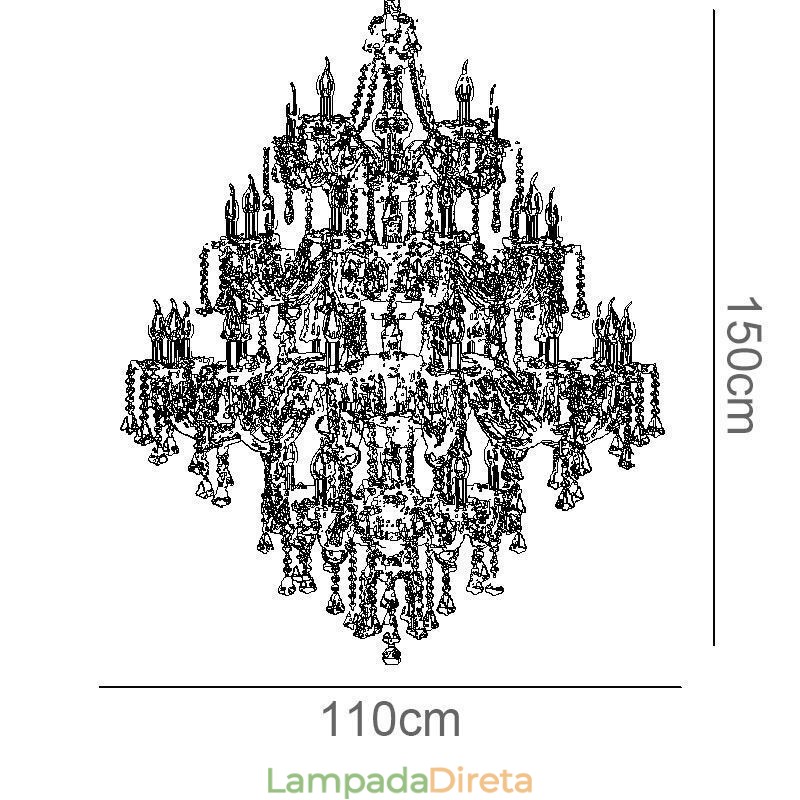 Lustre de cristal conhaque com 35 luzes