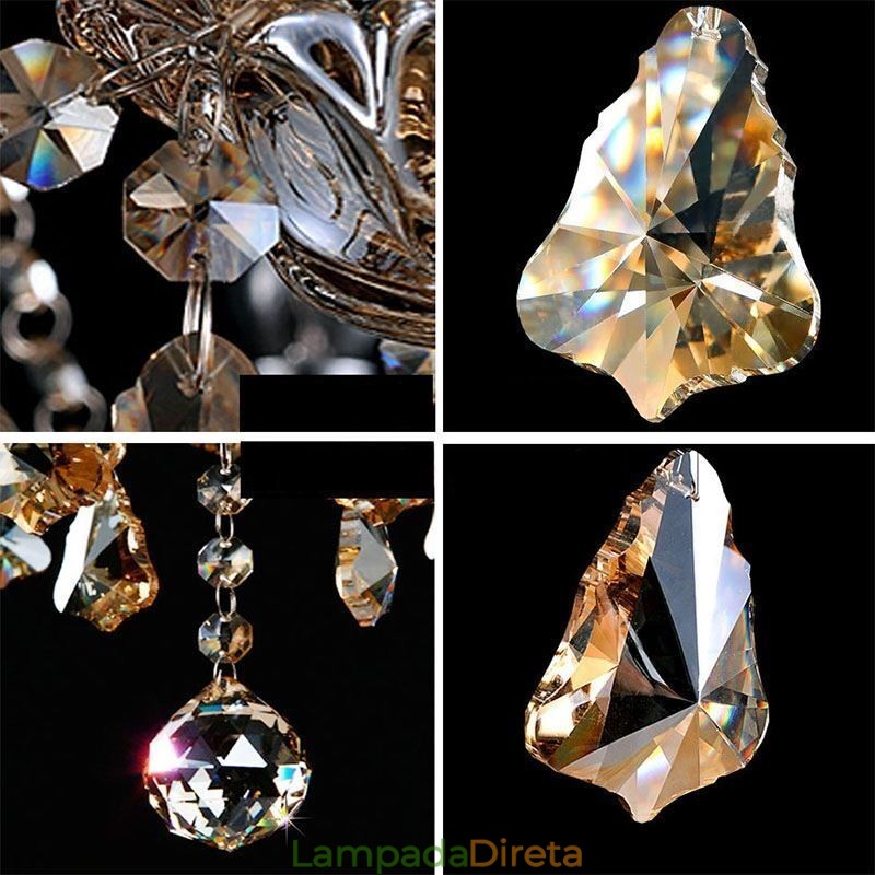 Lustre de cristal conhaque com 35 luzes