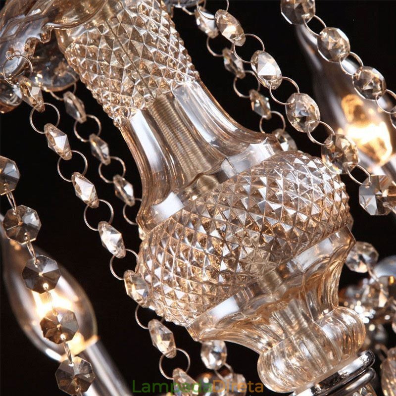 Lustre de cristal conhaque com 35 luzes