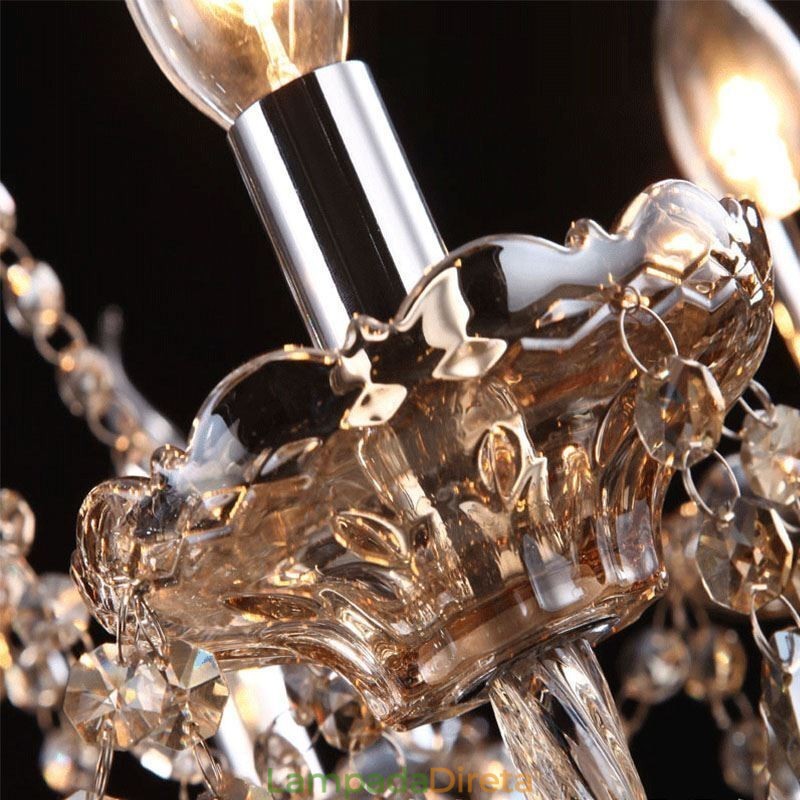 Lustre de cristal conhaque com 35 luzes