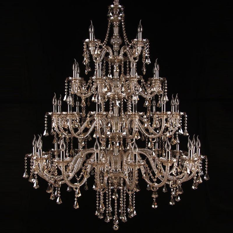 Lustre de cristal europeu cor conhaque luz de teto com 40 luzes