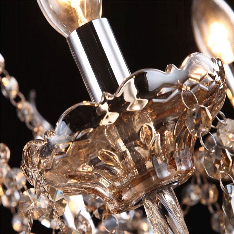 Lustre de cristal europeu cor conhaque luz de teto com 40 luzes