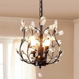 Lustre retrô preto de cristal para teto