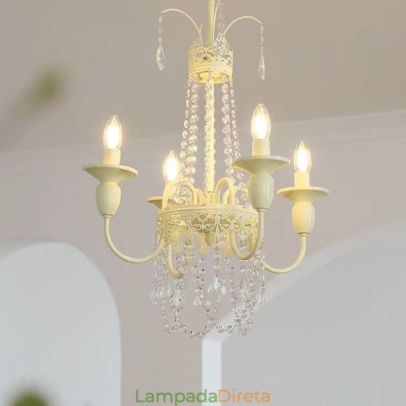 Lustre de cristal nórdico Paint Craft Creme Luz de teto