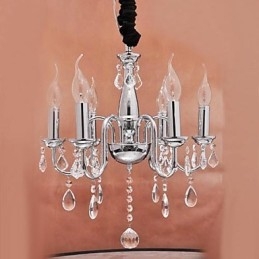 Luminária pendente de cristal com 6 luzes em formato de vela