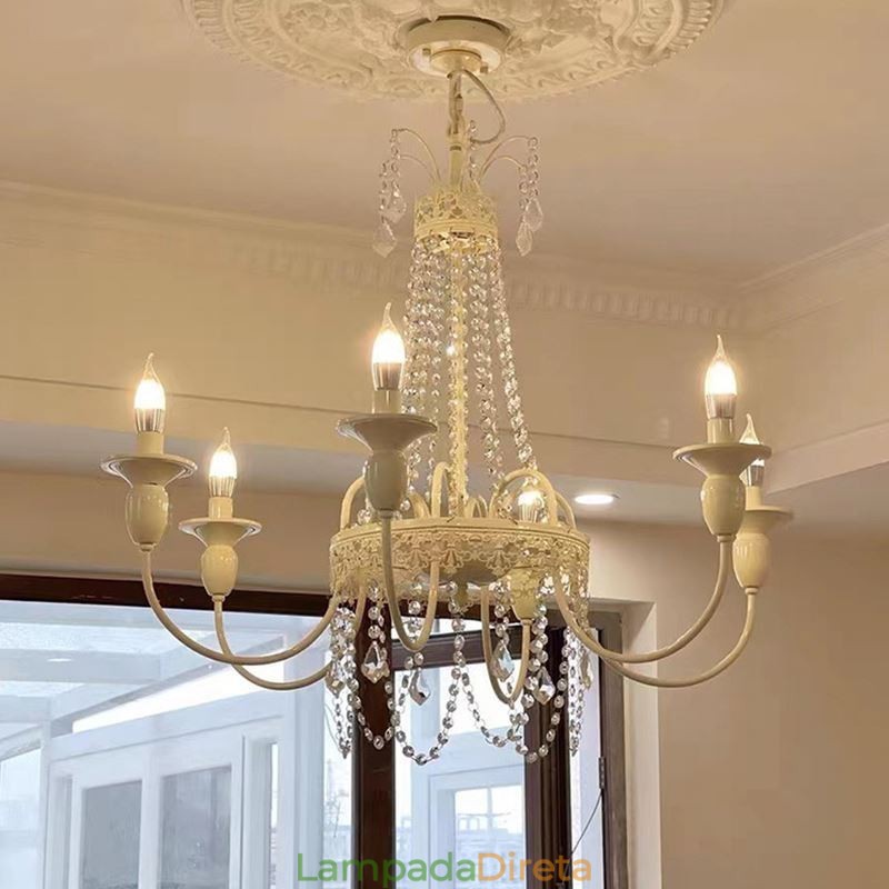 Lustre de cristal nórdico Paint Craft Creme Luz de teto