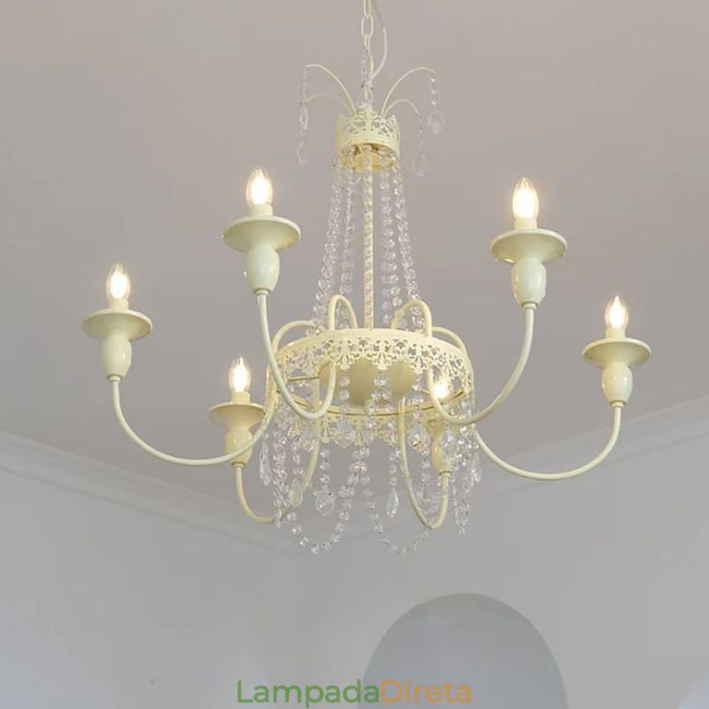Lustre de cristal nórdico Paint Craft Creme Luz de teto