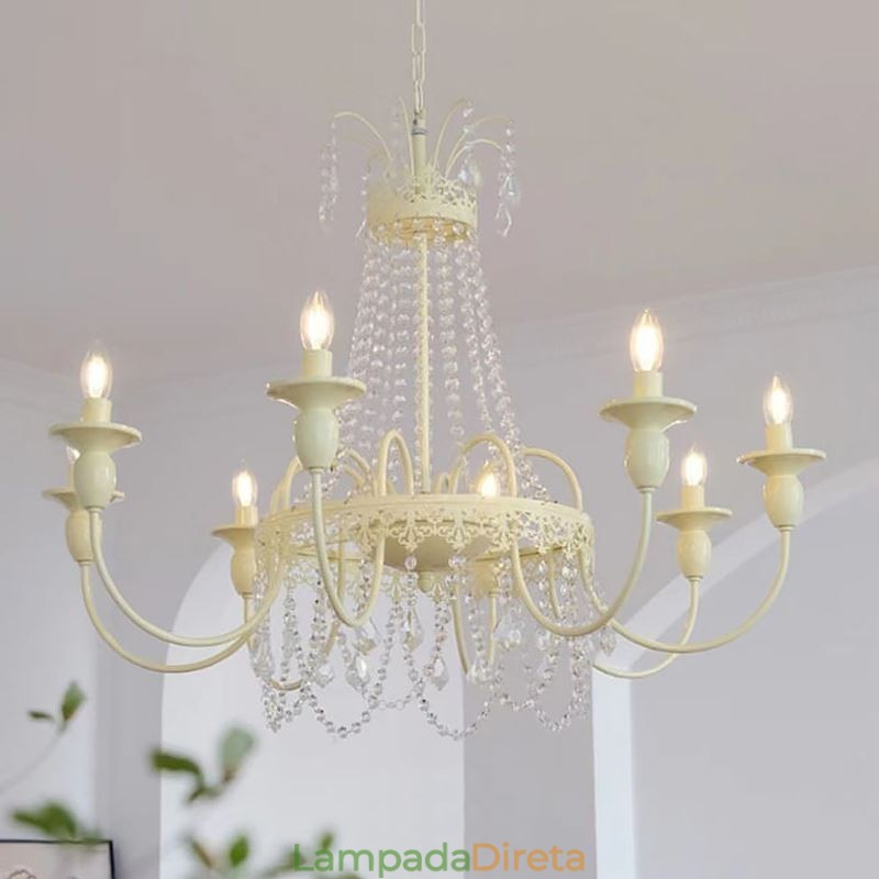 Lustre de cristal nórdico Paint Craft Creme Luz de teto
