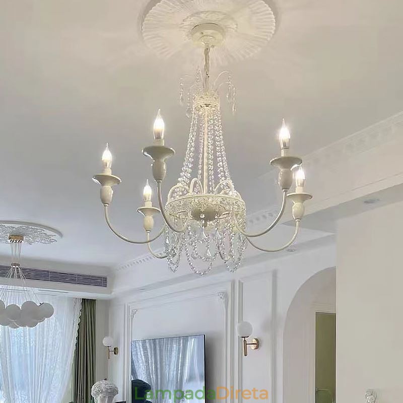 Lustre de cristal nórdico Paint Craft Creme Luz de teto