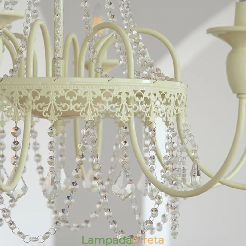 Lustre de cristal nórdico Paint Craft Creme Luz de teto