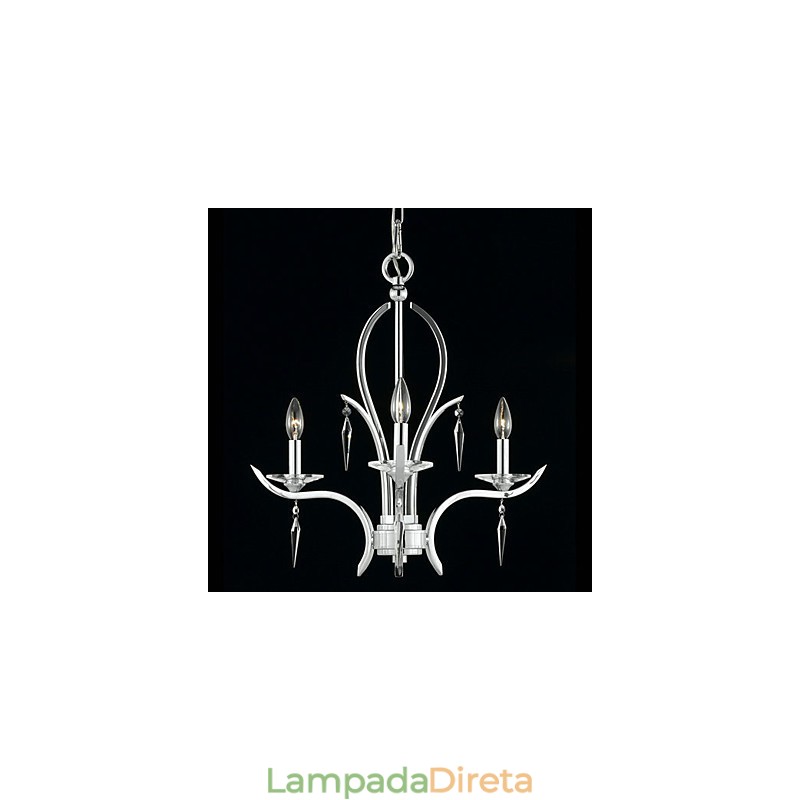 Lustre de Cristal Elegante com 3 Luzes em Bulbo de Vela