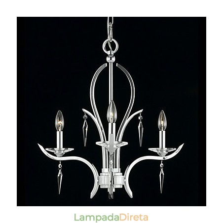 Lustre de Cristal Elegante com 3 Luzes em Bulbo de Vela Lustre de Cristal Elegante com 3 Luzes em Bulbo de Vela