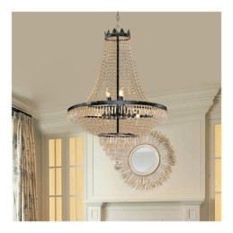 Lustre de cristal clássico estilo império preto luz pendente 9 luzes