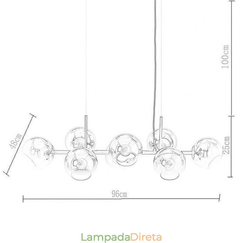 Luminária pendente contemporânea Magic Bean Simples 8 luzes
