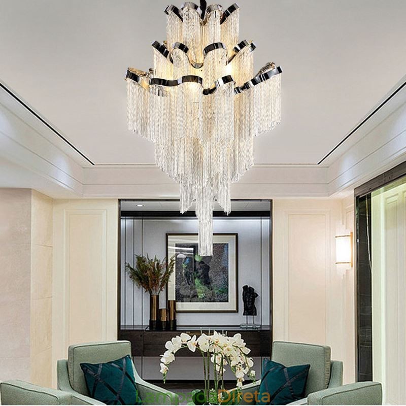 Luminária pendente moderna e elegante com borla