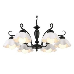 Luminária pendente nórdica de ferro em forma de flor, abajur de vidro, lustre