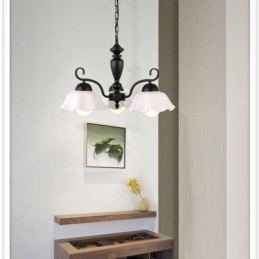 Luminária pendente nórdica de ferro em forma de flor, abajur de vidro, lustre
