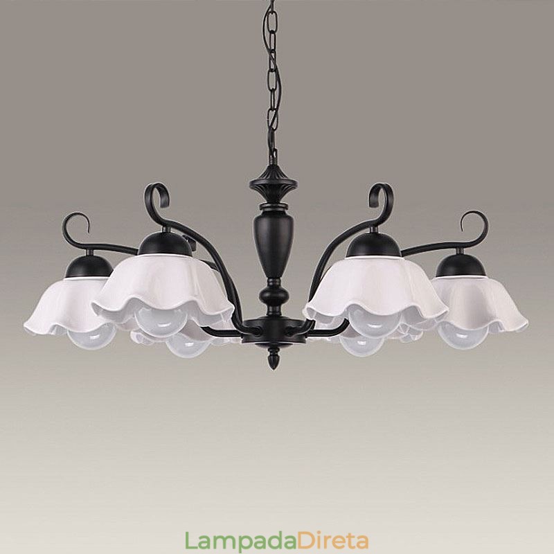 Luminária pendente nórdica de ferro em forma de flor, abajur de vidro, lustre
