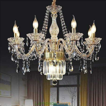 Grande lustre de cristal europeu clássico pingente luz Grande lustre de cristal europeu clássico pingente luz