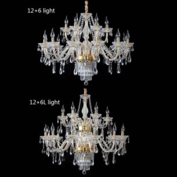 Grande lustre de cristal europeu clássico pingente luz